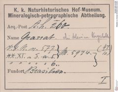 Etiketten zu Granat (NHMW-MIN-Ah260)